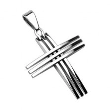 Pandantiv din oțel chirurgical - cruce alcătuită din linii subțiri, încrucișate