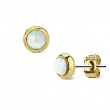 Cercei aurii din oţel de 316L, cu opal sintetic, rotund