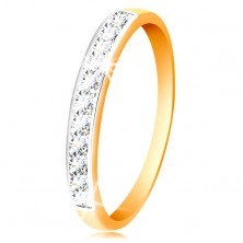 Inel din aur de 14K - dungă compusă din zirconii cu margine din aur alb 