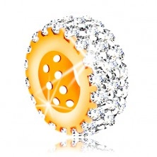 Pandantiv din aur 14K - rotiță strălucitoare încrustată cu zirconii transparente