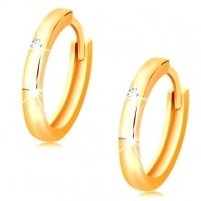 Cercei din aur galben 14K - cercuri mici decorate cu un zirconiu transparent