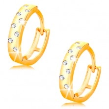 Cercei din aur galben 14K - cercuri lucioase cu zirconii transparente