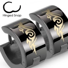 Cercei cercuri negre din oțel - ornament tribal 