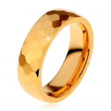Inel auriu din tungsten, hexagoane șlefuite, 8 mm