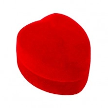 Cutiuță în formă de inimă pentru inel sau cercei - suprafață roșie, catifelată