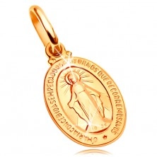 Pandantiv din aur galben  de 14K - plăcuță ovală cu simbol Fecioara Maria
