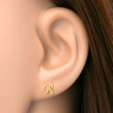 Piercing pentru ureche din aur galben de 14K - fundă înnodată