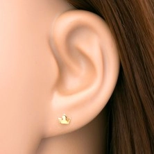 Piercing pentru ureche din aur galben de 14K - coroană mică cu trei vârfuri