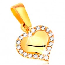 Pandantiv din aur galben 585 - inimă conturată cu zirconii transparente