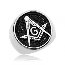 Inel din oțel chirurgical, simbol al Francmasonilor în cerc patinat