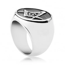 Inel din oțel chirurgical, simbol al Francmasonilor în cerc patinat
