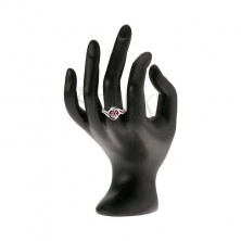 Inel din argint 925, floare transparenta din zirconiu roz deschis, brațe unduite