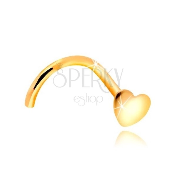 Piercing îndoit, de nas din aur 585 - inimă plată, strălucitoare
