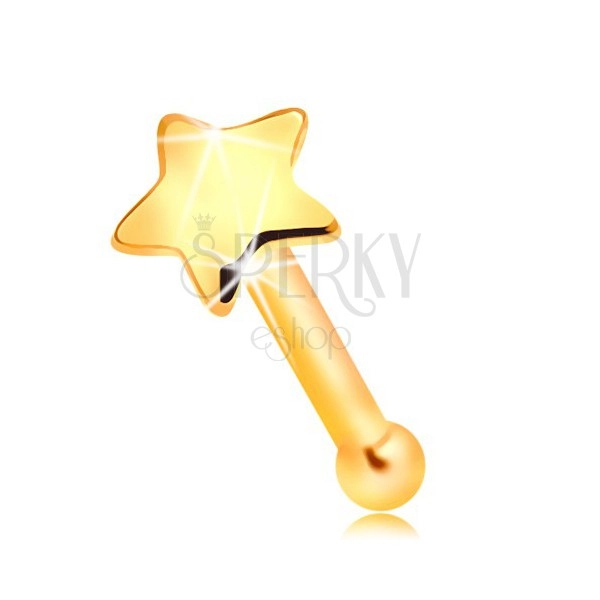 Piercing de nas din aur 585 - stea mică, strălucitoare, formă dreaptă