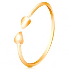 Inel din aur galben 14K - brațe lucioase cu mici picături