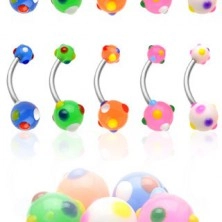 Piercing pentru buric cu puncte colorate