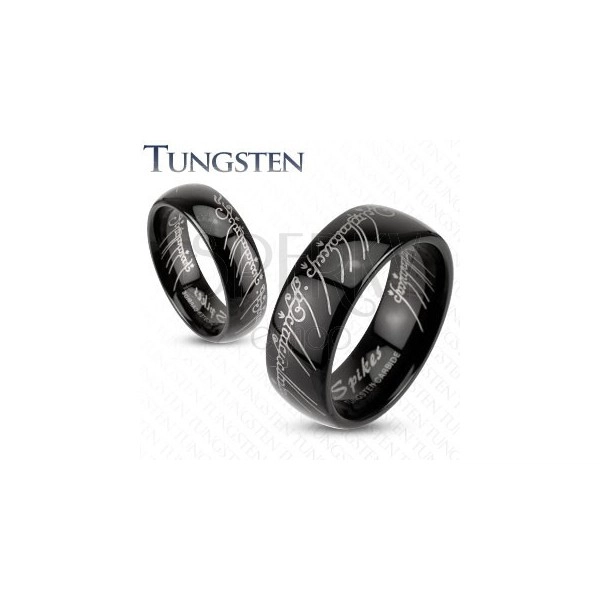 Inel din tungsten „Stăpânul inelelor” - culoare neagră, 6 mm