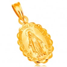 Pandantiv din aur galben de 18K - medalion oval cu Fecioara Maria, reversibil