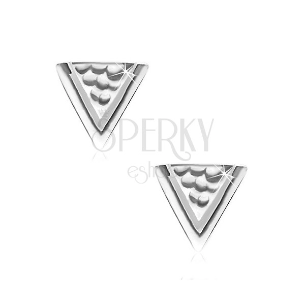 Cercei din argint - formă triunghiulară cu gravuri