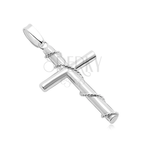 Pandantiv din argint 925 - frânghie răsucită pe o cruce