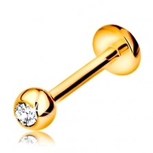 Piercing pentru buză sau bărbie, din aur 585 - bilă cu diamant, 8 mm