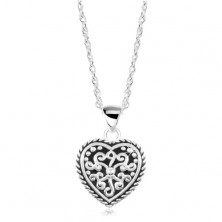 Colier din argint 925 - inimă cu patină și ornamente