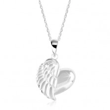 Colier din argint 925, inima strălucitoare cu aripă de înger