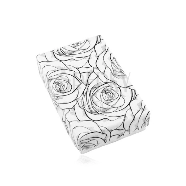 Cutie alb-negru pentru un set sau colier, cu trandafiri