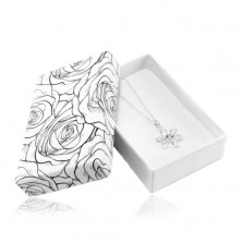 Cutie alb-negru pentru un set sau colier, cu trandafiri