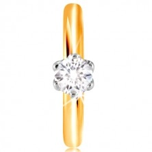 Inel din aur de 14K - zirconiu în montură din aur alb