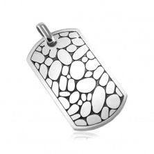 Pandantiv din oțel, plăcuță mată argintie, ovale cu marginile negre