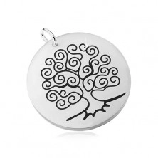 Pandantiv din oțel argintiu, suprafață mată cu Copacul vieții