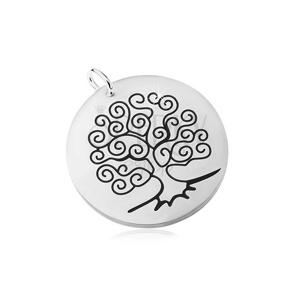 Pandantiv din oțel argintiu, suprafață mată cu Copacul vieții
