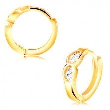 Cercei de aur de 14 K - două ovale cu zirconii transparente