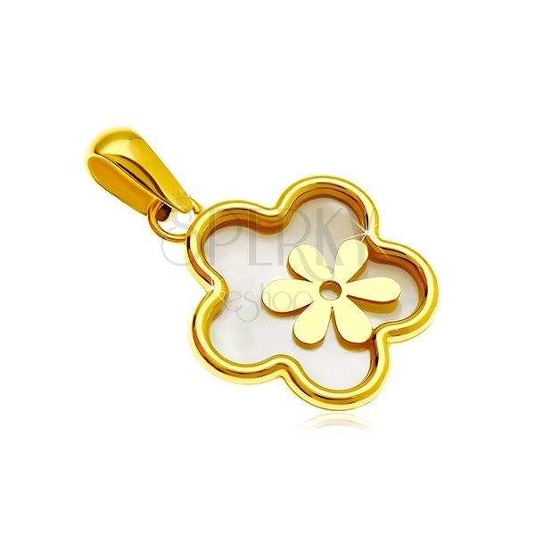 Pandantiv din aur de 14K - floare cu suprafața perlată, floare mică