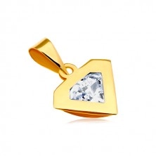 Pandantiv din aur galben de 14K - contur de diamant, zirconiu transparent strălucitor