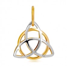 Pandantiv din aur bicolor de 14K - nod celtic triangular cu un cerc