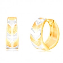 Cercei rotunzi din aur de 14K - cerc cu model "V" mat în două culori 