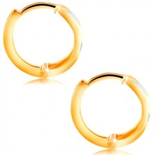 Cercei rotunzi din aur de 14K - cerc cu model "V" mat în două culori 