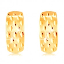 Cercei din aur de 14K - arc mat cu crestături strălucitoare