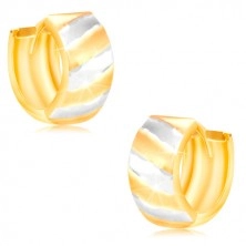 Cercei din aur de 14K – cerc cu suprafața mată și linii bicolore