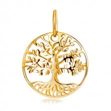 Pandantiv din aur galben 585 - cerc, copacul vieții