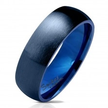 Inel din oțel albastru închis, suprafață mată și rotunjită, 6 mm