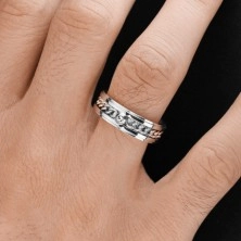 Inel din oțel inoxidabil argintiu cu lanț și zirconiu transparent, 7 mm