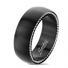 Inel din oțel inoxidabil cu spirale pe laturile, negru mat, 8 mm