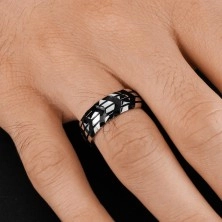 Inel din oțel inoxidabil cu model de săgeți šípok negre, 8 mm