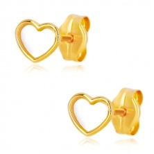 Cercei din aur galben de 14K în formă de inimă cu perle naturale