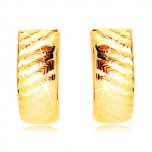 Cercei din aur galben 585 - arc strălucitor cu crestături diagonale