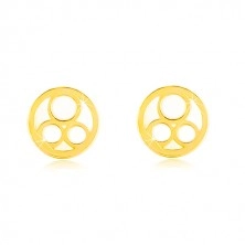 Cercei din aur galben 585 – cerc cu suprafața perlată și trei bucle
