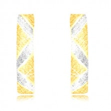 Cercei din aur 585 - linie zig-zag din aur alb, suprafață aspră